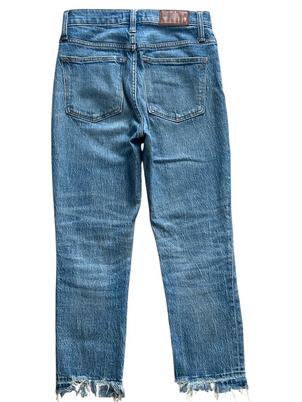 Madewell High Rise Slim Crop Boyjean Jeans 24P Stretch Distressed Raw Hem Blue - Picture 6 of 11
